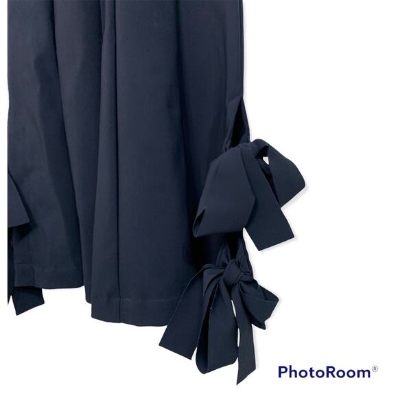 AELLA Concept Bow Hem Flare Matte Skin navy Trouser Size 8 - Picture 2 of 5